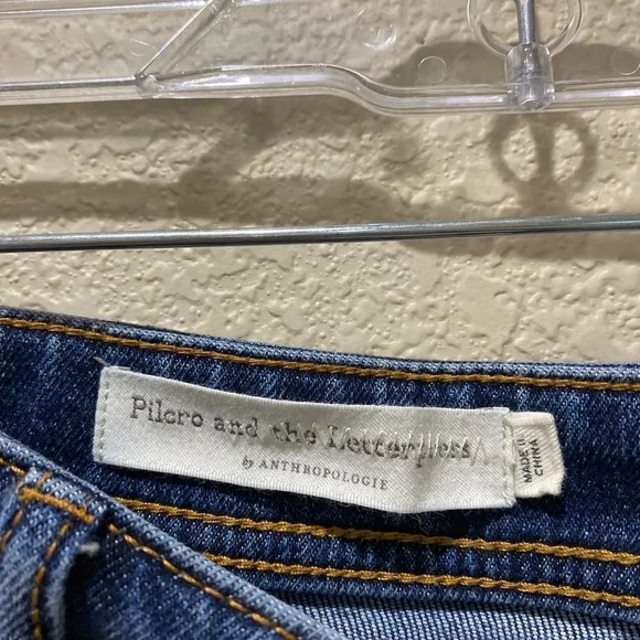 ANTHROPOLOGIE Pilcro Embroidered Cuff Hem Slim Straight Jeans 25 - Picture 4 of 9